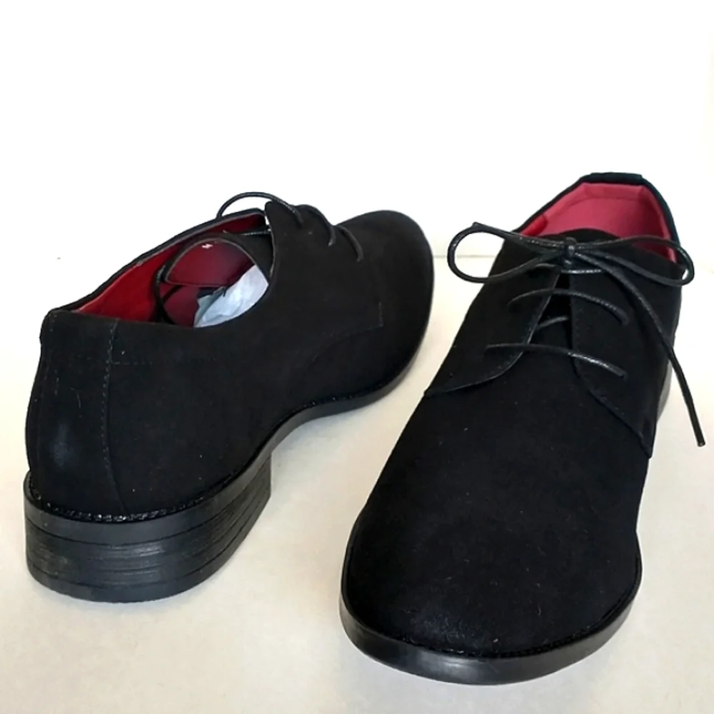New w/Box Unbranded Men's Black Faux Suede Lace-Up Dress Oxfords Size EU 48